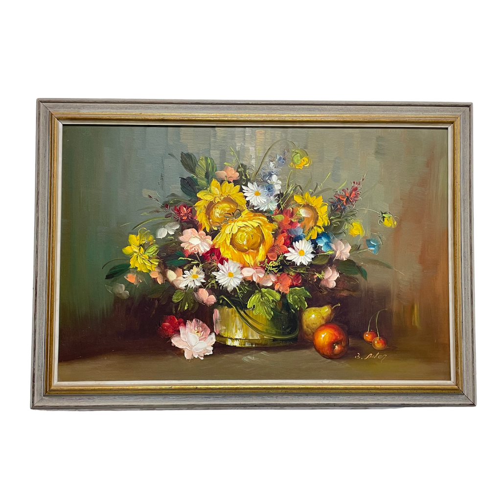 oil painting artwork flowers signed framed