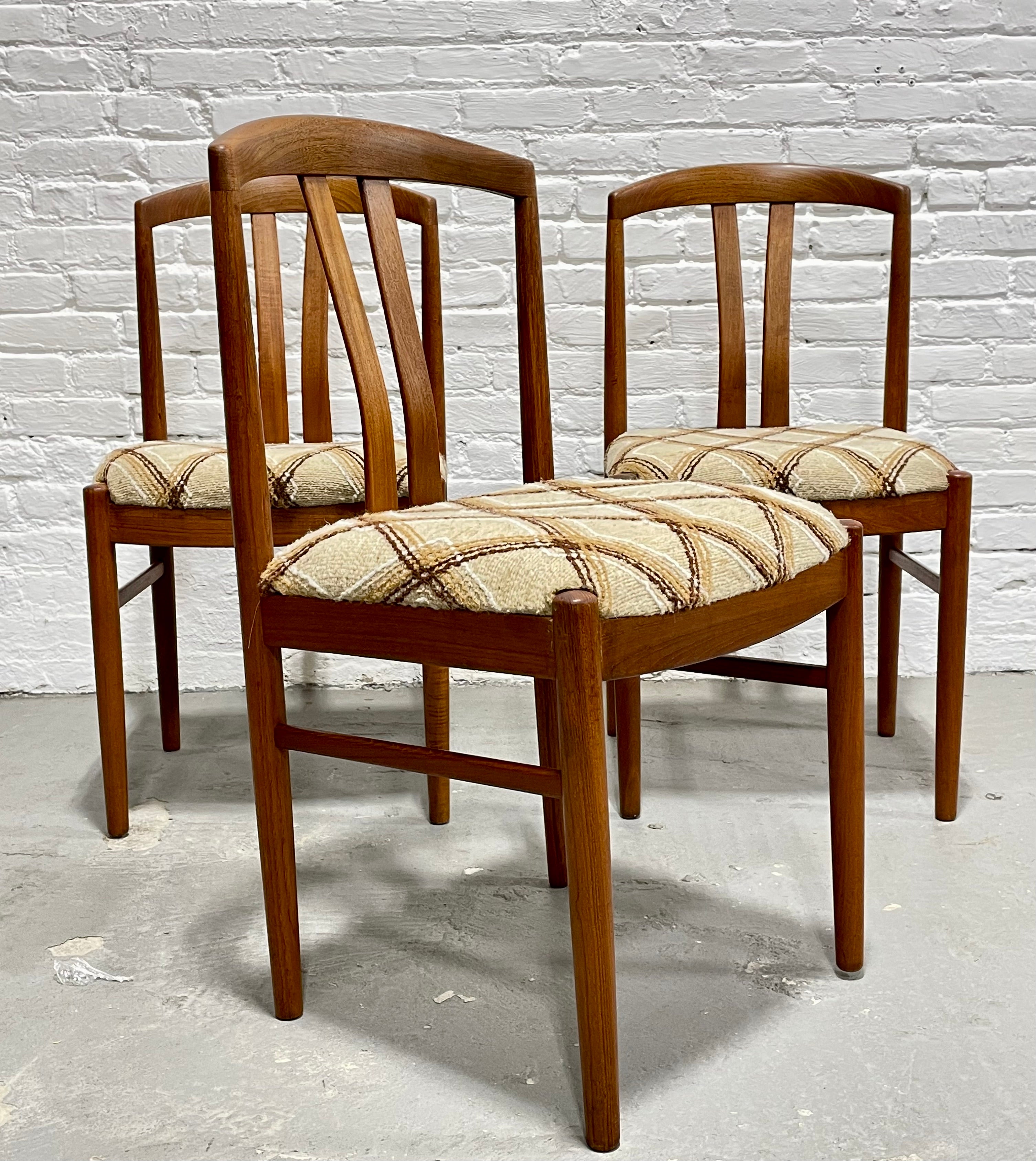 Mid Century Modern TRIO of Teak DINING CHAIRS by Carl Ekstrom for Albin Johansson, Made in Sweden, c. 1960's