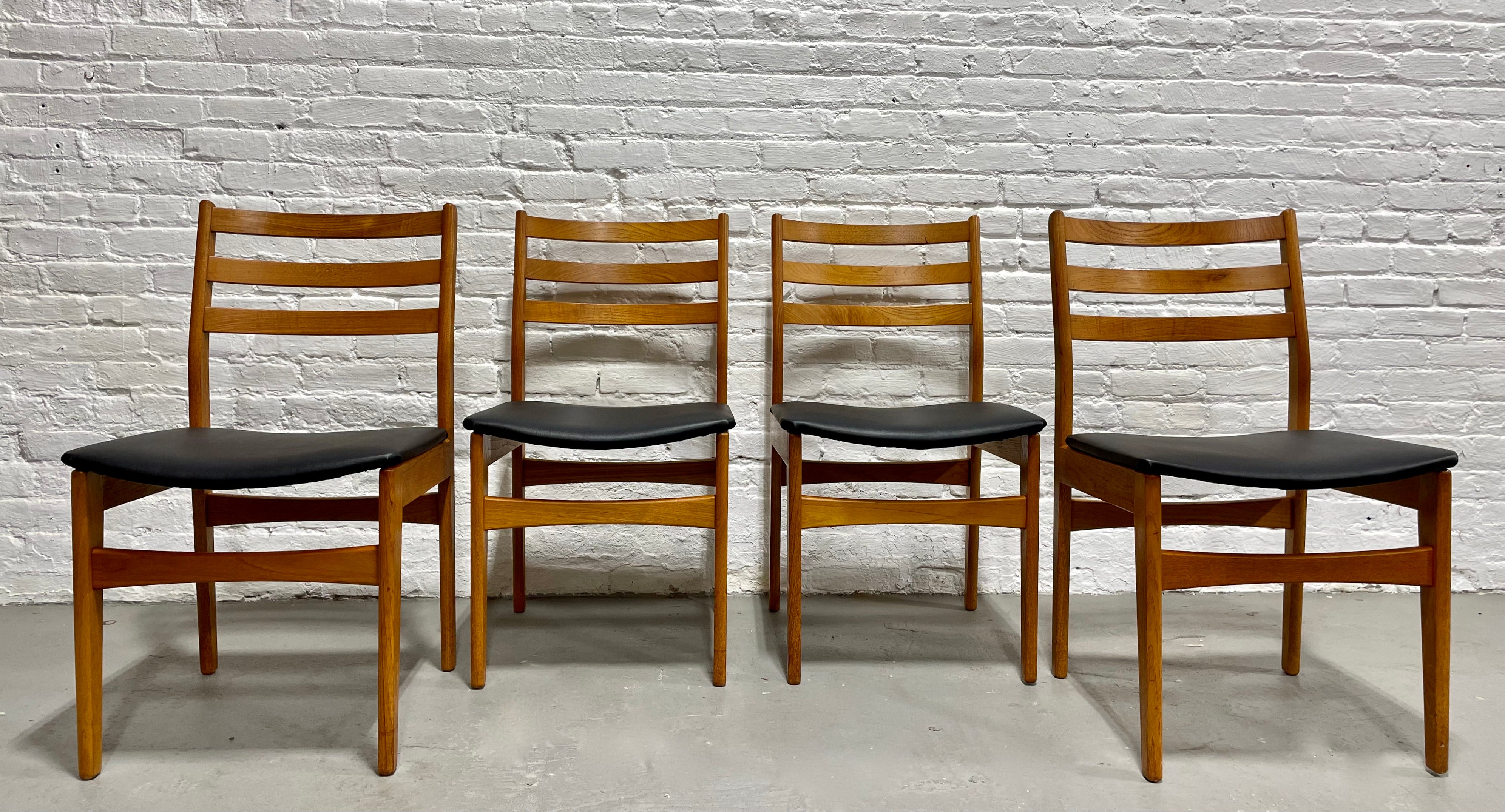 Mid Century MODERN Teak DINING CHAIRS by Nordic Furniture, Set of 4