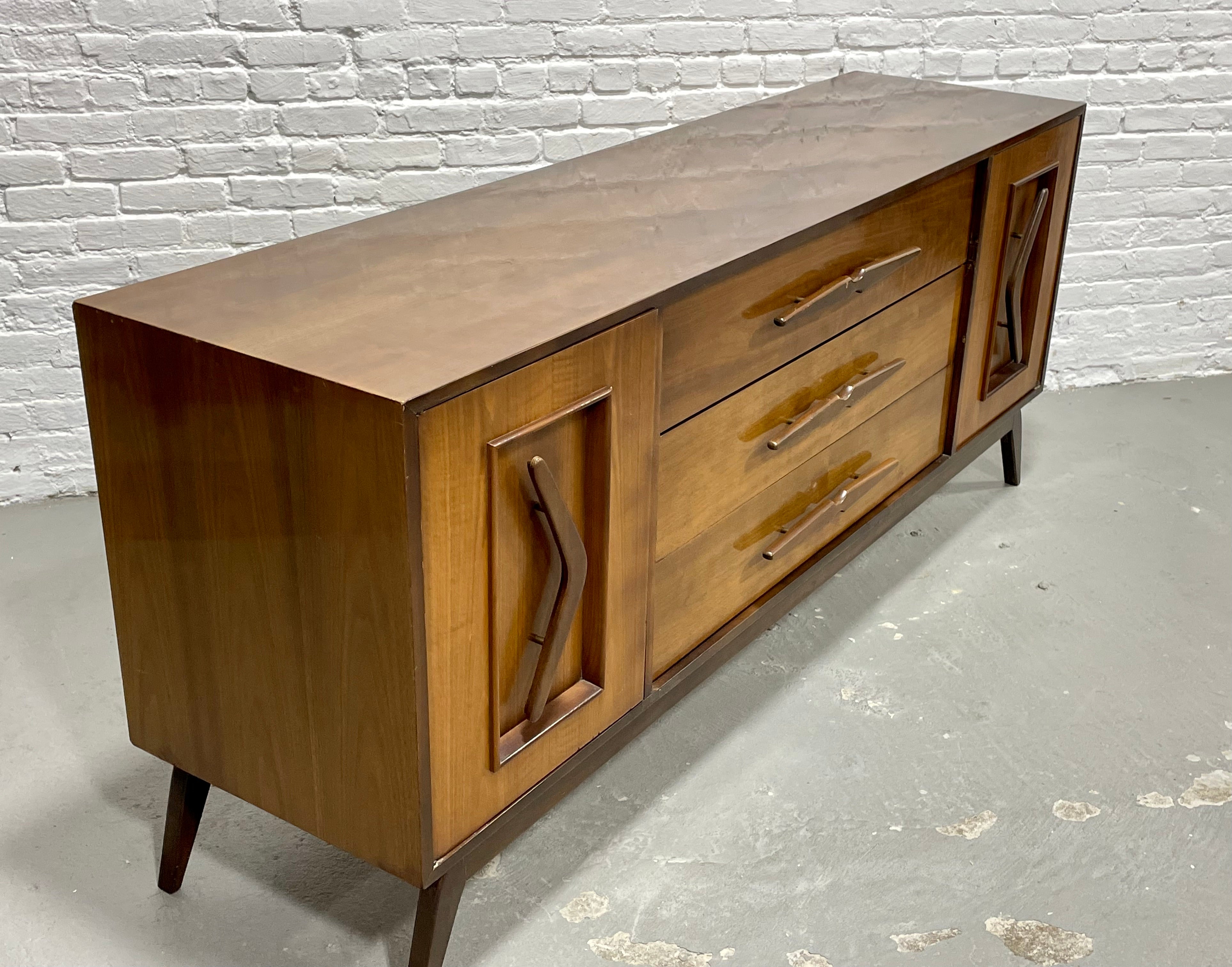 LONG + Sexy Mid Century MODERN Sculpted DRESSER / Credenza, c. 1960's