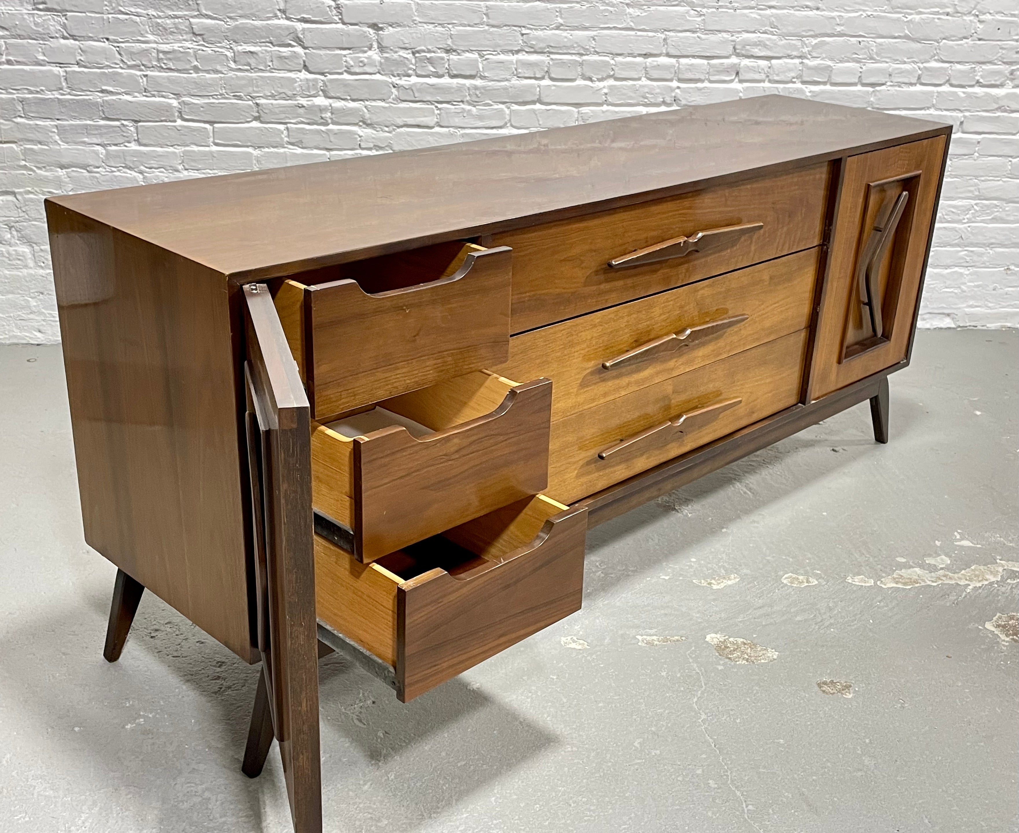LONG + Sexy Mid Century MODERN Sculpted DRESSER / Credenza, c. 1960's