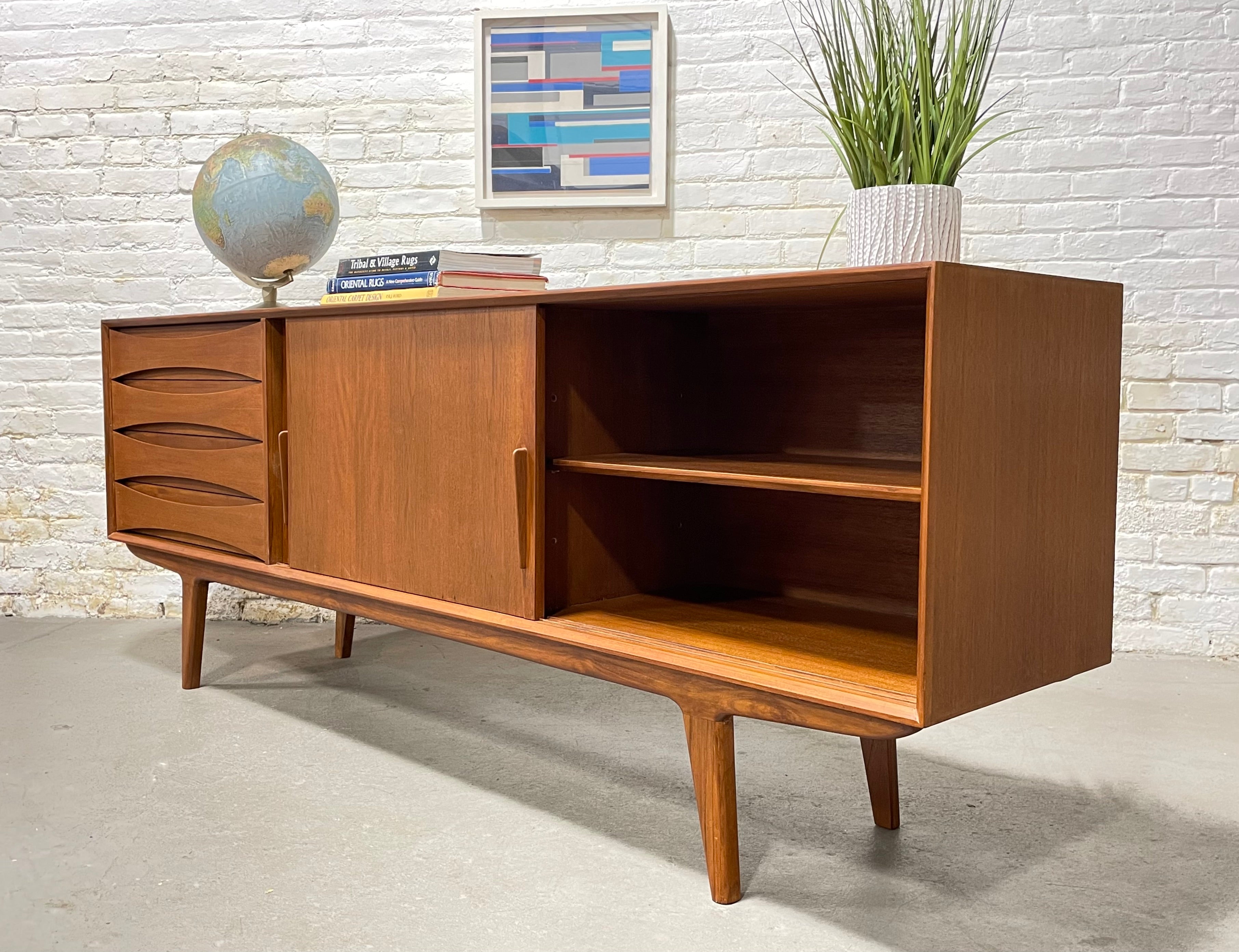 EXTRA LONG + HANDSOME Mid Century MODERN styled Teak CREDENZA / Media Stand