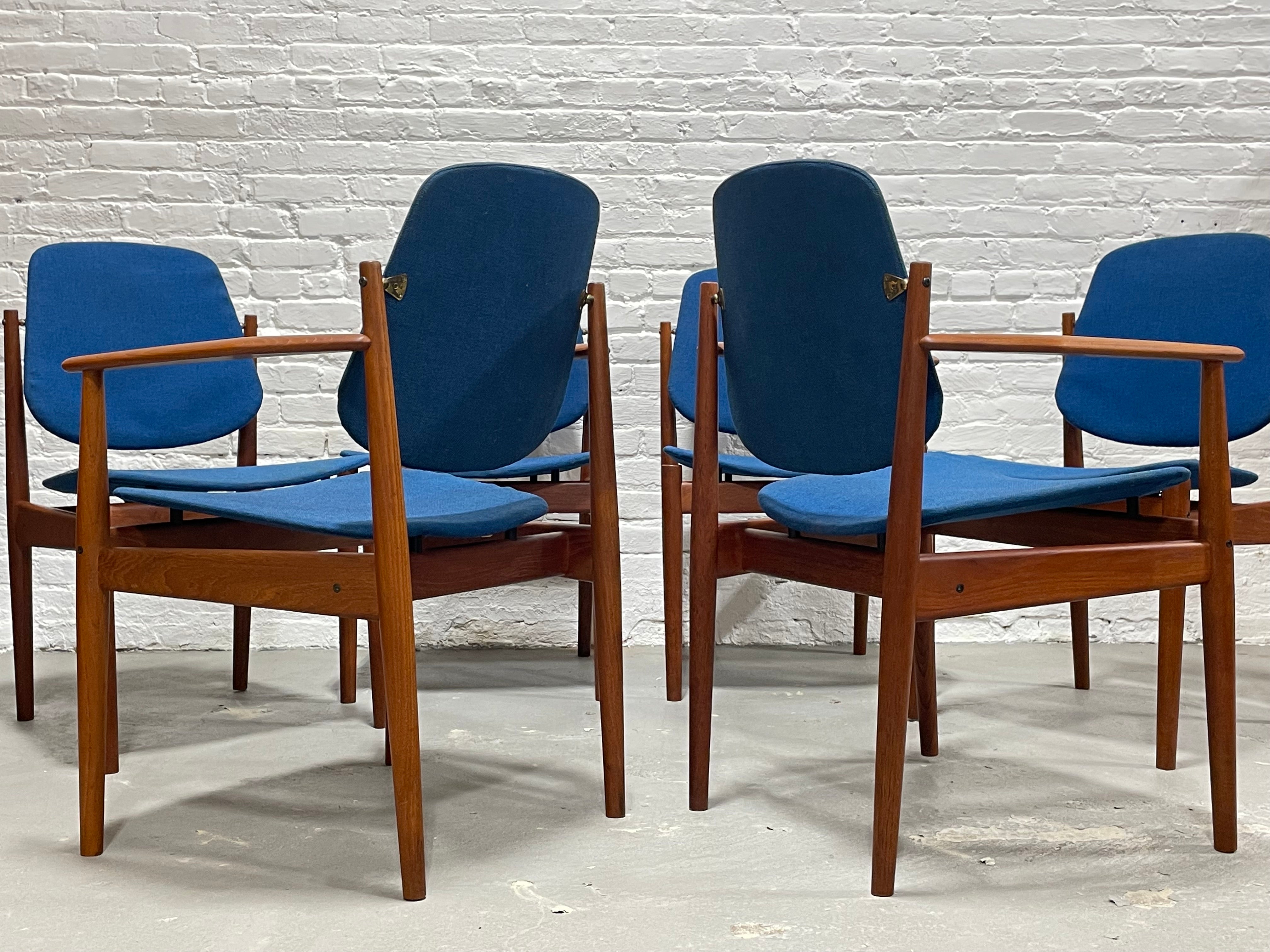 RARE Mid Century Modern DANISH Teak Model 203 Dining CHAIRS by Arne Vodder  for France & Daverkosen, Set of Six