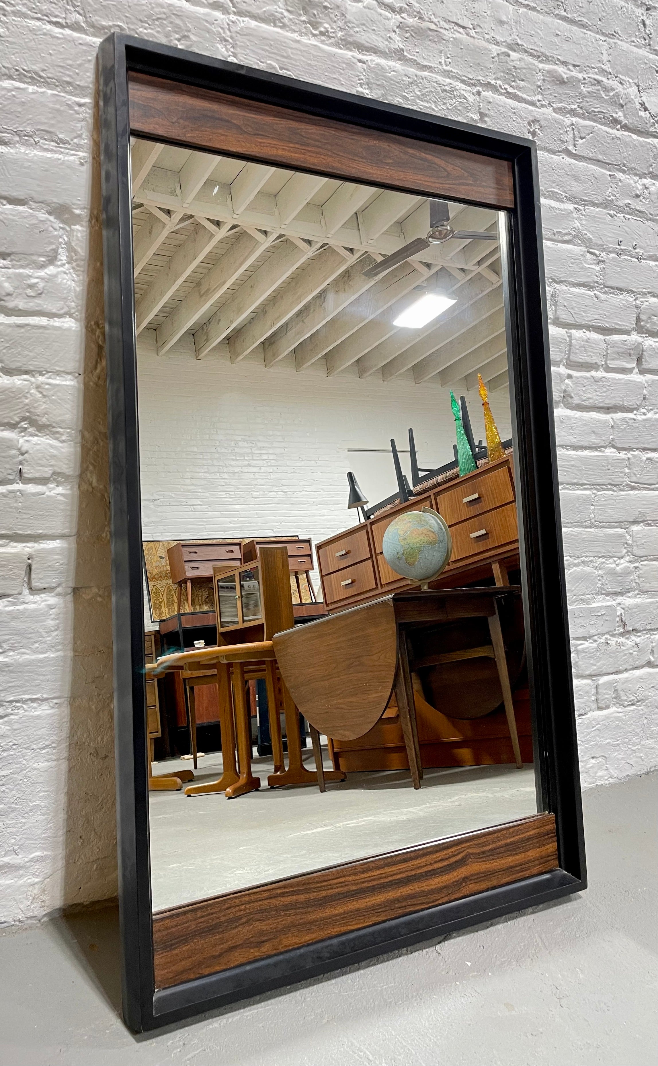 Vintage Mid Century MODERN Ebonized + Rosewood MIRROR by American of Martinsville, c. 1960's