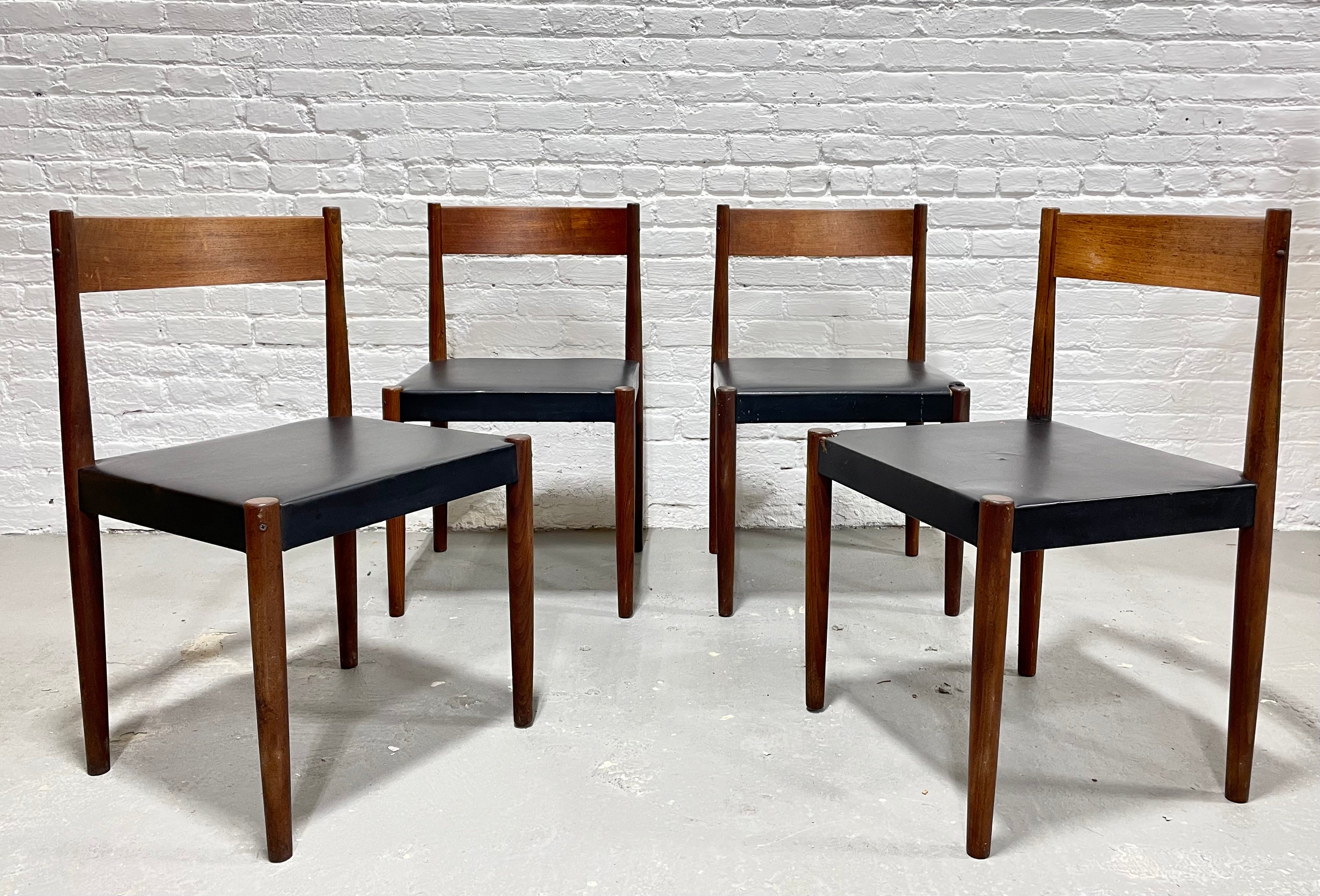 IMPERFECT Mid Century Modern Teak Danish DINING Chairs, Set of 4