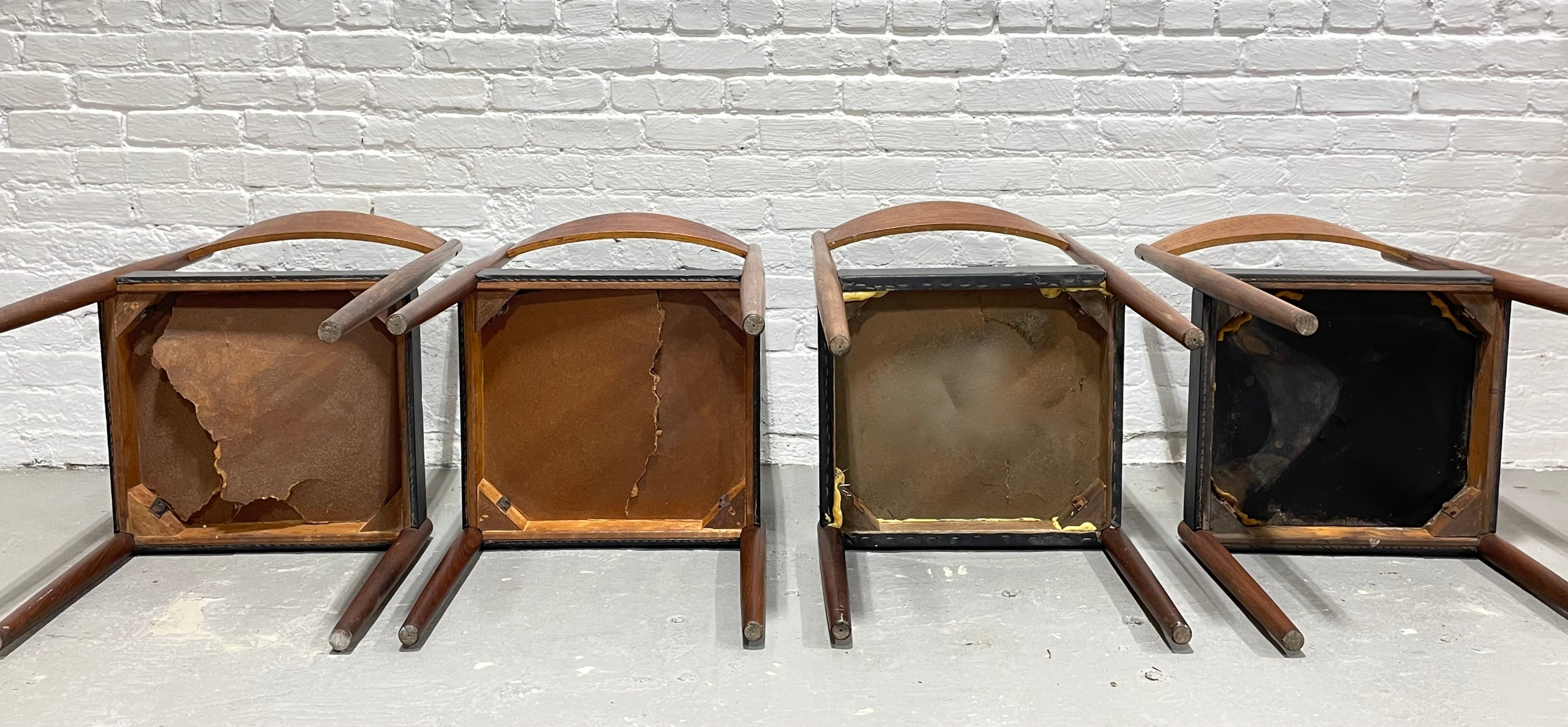 IMPERFECT Mid Century Modern Teak Danish DINING Chairs, Set of 4