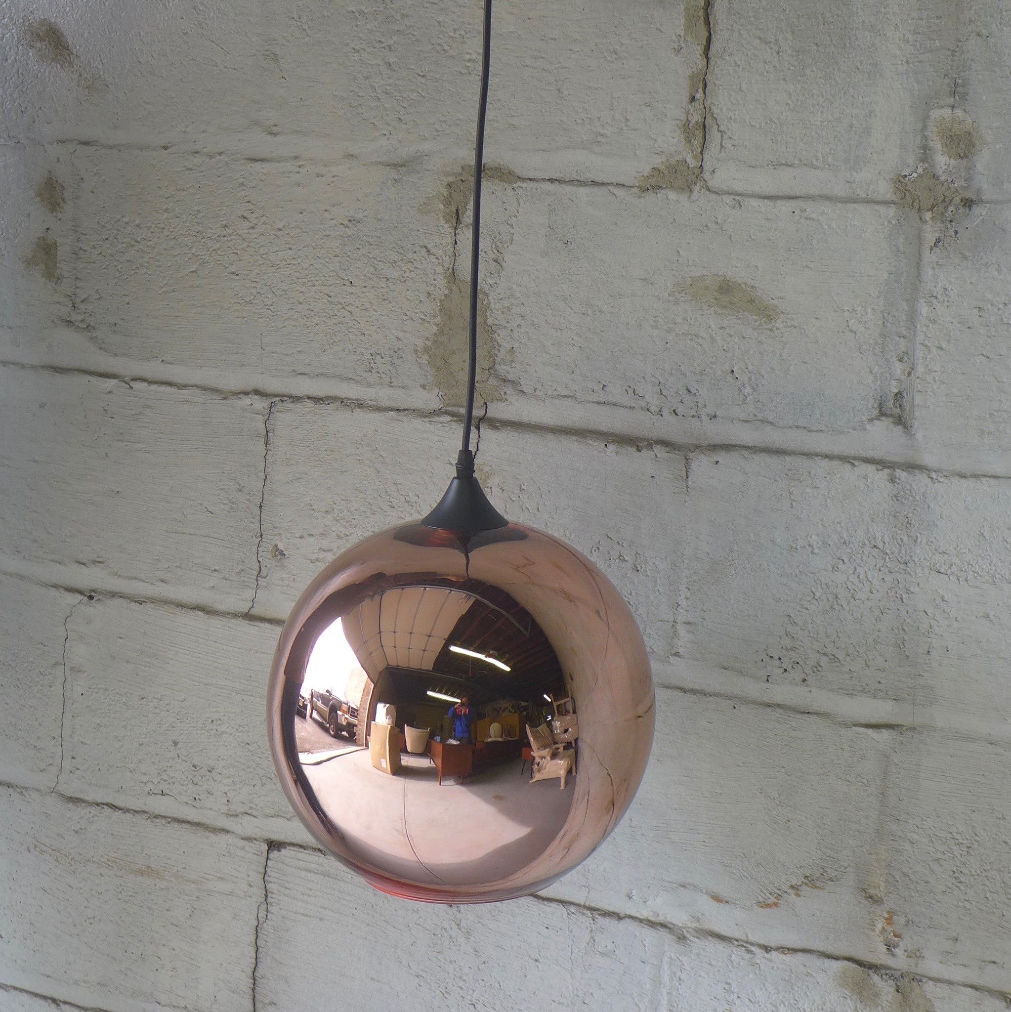 Mid Century MODERN styled Copper BALL pendant lamp - Circa60