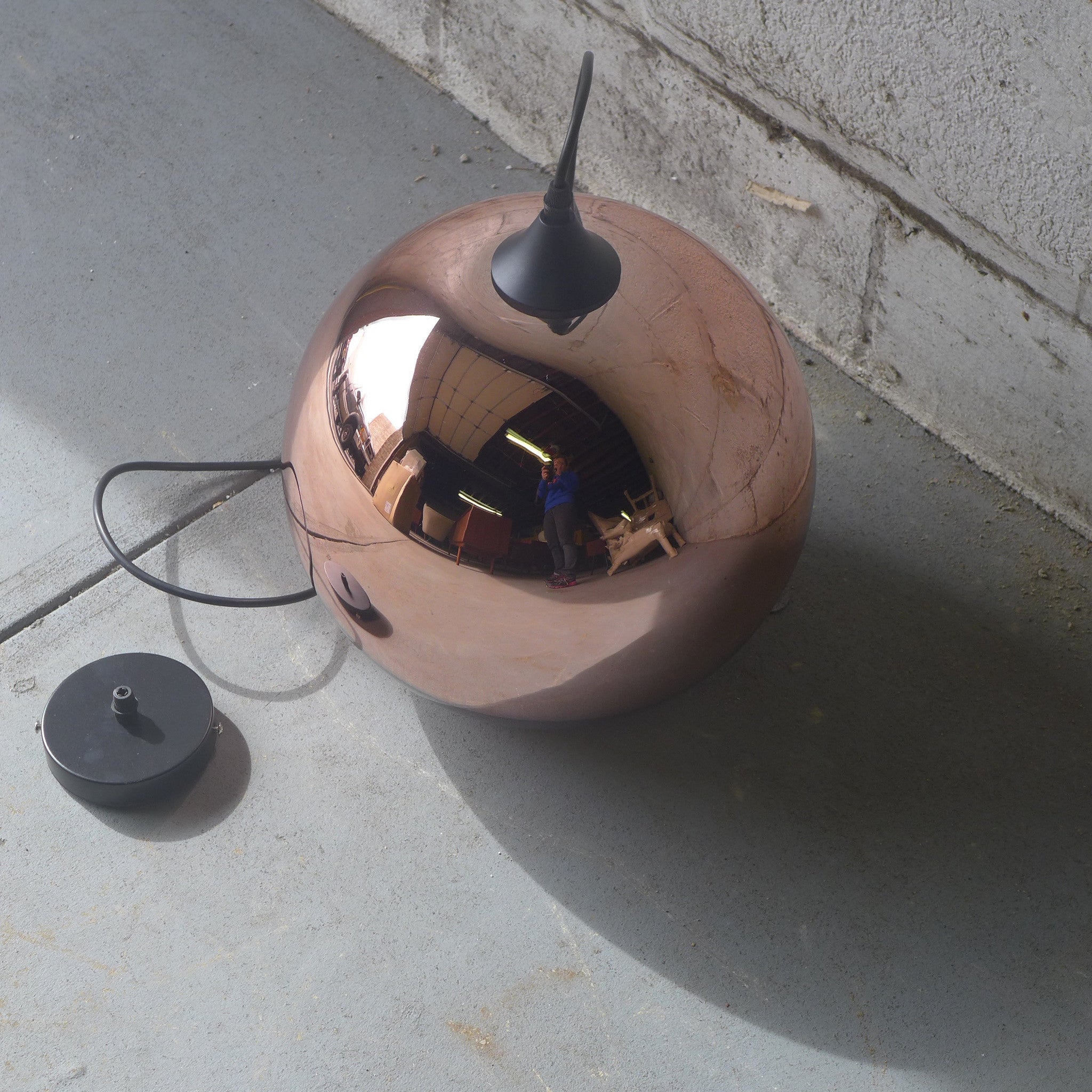 Mid Century MODERN styled Copper BALL pendant lamp - Circa60
