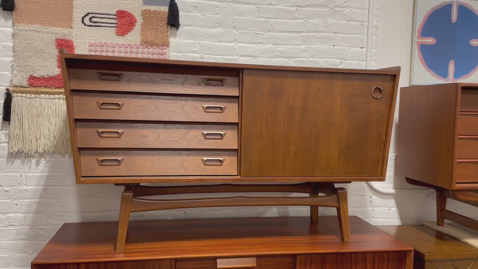 Apartment Sized DANISH Mid Century MODERN styled CREDENZA / Media Stand / Sideboard